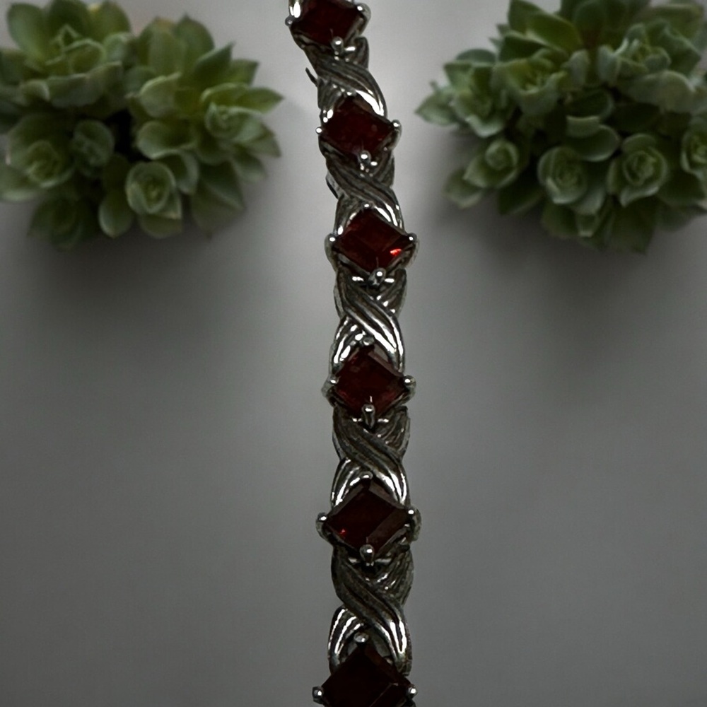 17 Vintage Garnets Solid Sterling Silver Signed B… - image 3